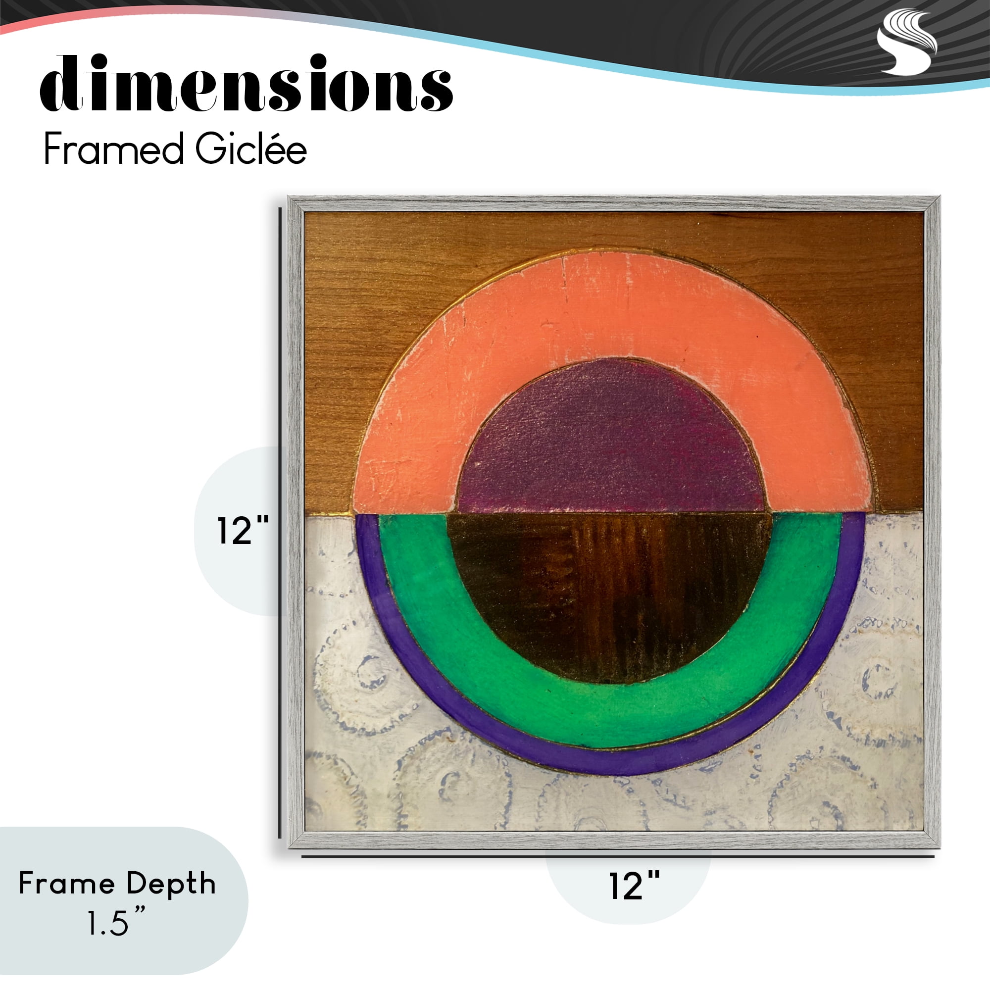Stupell Industries Horizontal Split Circle Gray Framed Giclee Art, design by Matthew Finger