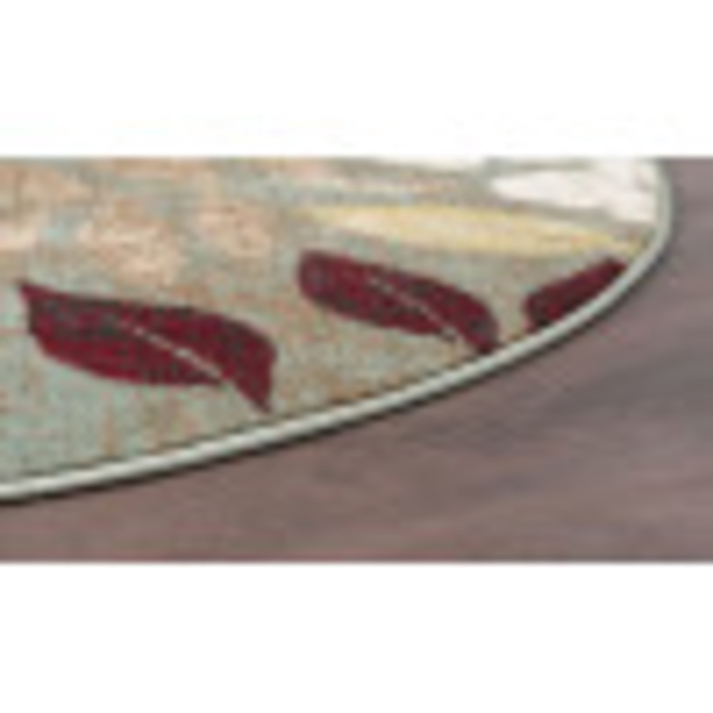 Deco Transitional 8' Round Seafoam and Red Polypropylene Indoor Area Rug