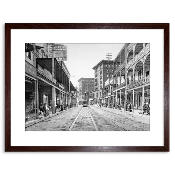 Vintage Photo St Charles Street 1900 New Orleans Artwork Framed Wall Art Print 9X7 Inch