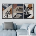 thumbnail image 3 of IDEA4WALL Framed Canvas Print Wall Art Set of 3 Geometric Tropical Palm Leaf & Polygon Pattern Wall Decor Colorful Abstract Collage Prints Minimal Modern Art Nordic Zen Artwork - Black 24"x36"x3, 3 of 5