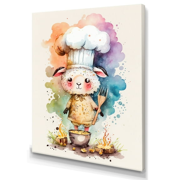 Designart Cute Lamb With Chef Hat I Canvas Wall Art