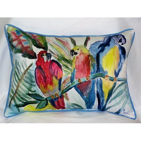 Betsy Drake HJ217 Parrot Family Art Only Pillow 15 x22