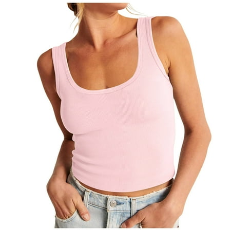 LARUYEKO Women s Neck Sleeveless Knit Ribbed Fitted Casual Crop Tank Top Women s Top Tops 2x Womens Camisoles with Shelf Bra Pack Camisole Women Silk Lace Top Crop Top plus Size 3x Tops for Woman
