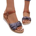thumbnail image 4 of Women’s Flat Sandals, Soft Straps Slip-on Open Toe Light Weight Elastic Slingback Comfort Casual Walking Sandals Blue 5.5, 4 of 7