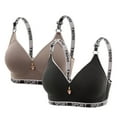 thumbnail image 2 of Yeaiivve 2-Pack Push up Bras for Women Wireless Sports Bras Full Coverage Supportive T-Shirt Bras Adjustable Strap Breathable Bralette Coffee,M, 2 of 3