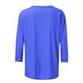 thumbnail image 4 of Scyoekwg Womens Christmas 3/4 Sleeve Tops Christmas Wine Glasses Printed Tunic Shirts Dressy Casual Round Neck Three-Quarter Sleeve Tops Blouses (#A01=Blue,L), 4 of 5