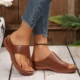 thumbnail image 6 of LOVZFMLL Women's Wedge Sandals Ring Toe Slip On Open Toe Comfort Walking Clogs Sandals with Arch Support Casual Beach Vacation Brown 5.5, 6 of 8