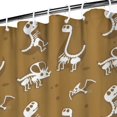 thumbnail image 3 of Brown Cartoon Dinosaurs Fossils Pattern Shower Curtain 36"x72" ,Bathroom Decorative Shower Curtains Set with 12 Hooks,Modern Waterproof Washable Shower Curtain, 3 of 6