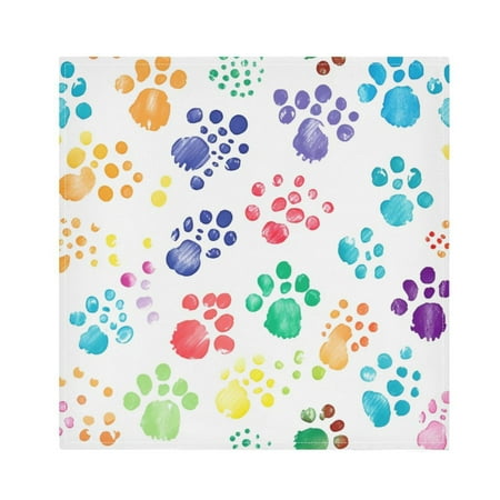 

JSTEL Rainbow Dog Paw Prints Doodle Cloth Napkins Set of 4 20x20 Inch Washable and Reusable Napkin for Decoupage Dinner Party Everyday Use