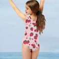 thumbnail image 4 of SEANATIVE Girls Bathing Suit One Piece Floral Strawberry Beach Bikini Swimming Suit for Kids Size 7-8 Y Breathable V Neck Kids Girls Swimsuit Tankini, 4 of 7
