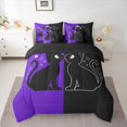 thumbnail image 2 of jejeloiu Cartoon Cute Kitten 7-Piece Bedding Comforter Set,Pet Animal King Bedding Sets,Black Purple Bed Sheets For Girls Teens,Luxury Bedroom Decor Reversible, 2 of 8