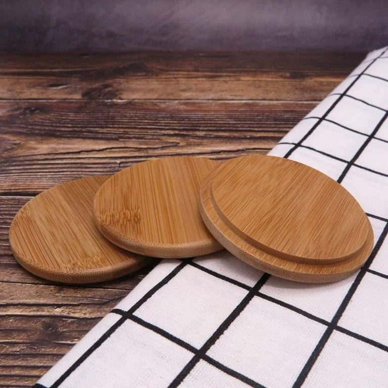 Pack of 4 Bamboo Cup Cover Wooden Cup Lid Coffee Mug Cup Lid Wooden Tea Glass Cup Cover Drink Cup Lid Set