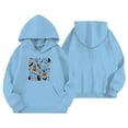 thumbnail image 2 of Krdevn Girls Halloween Boo Hoodie Ghost Pumpkin Black Cat Spider Web Haunted House Multi Motif Graphic Pullover Sweatshirt Long Sleeve Casual Fall Top with Pocket Light Blue,13-14 Years, 2 of 3