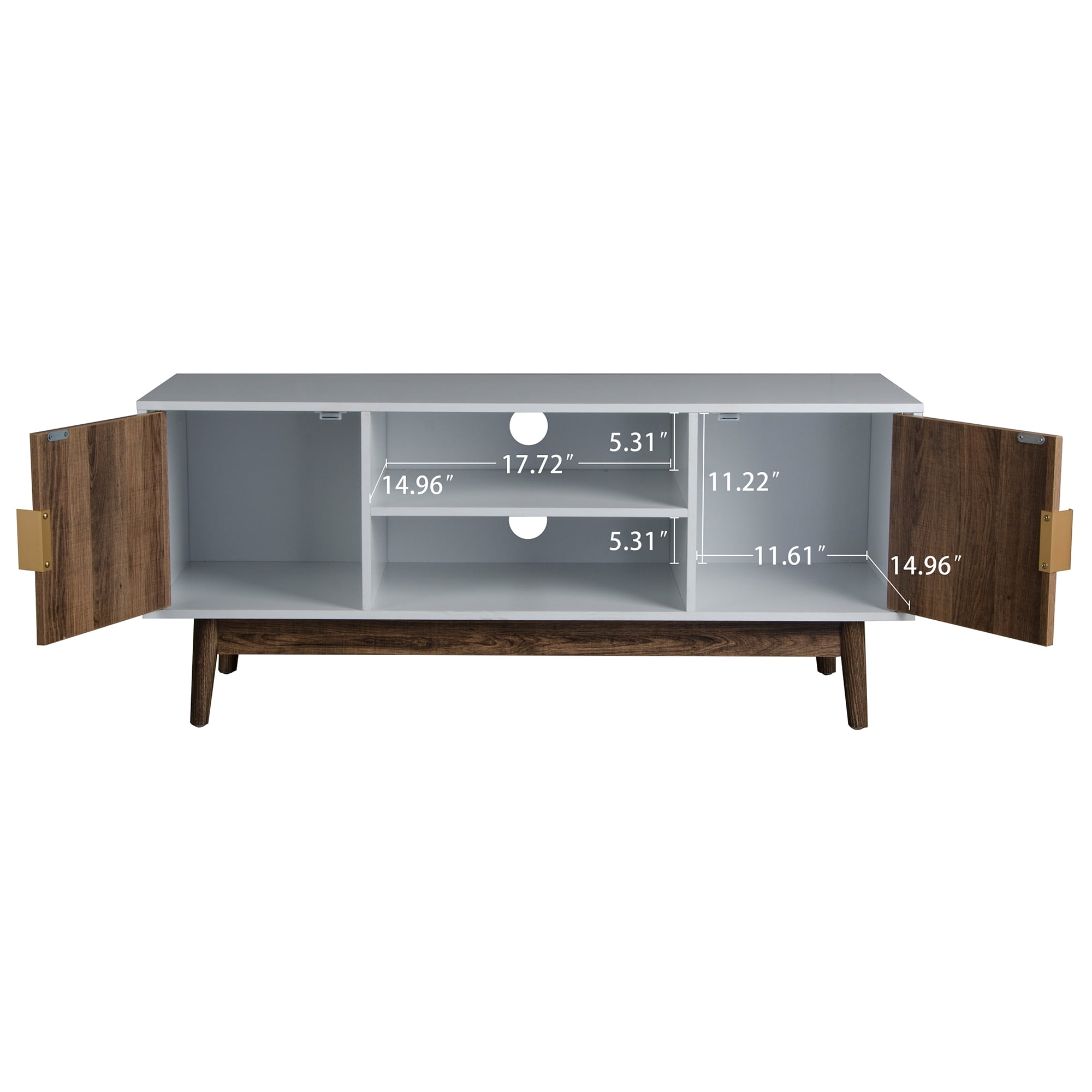 Kepooman Mid-Century Tv Stand, TV Cabinet for 51 inch TV, TV Entertainment Center with 2 Doors, Natural Kepooman Mid-Century Tv Stand, TV Cabinet for 51 inch TV, TV Entertainment Center with 2 Doors, Natural