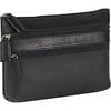 Budd Leather 291675-1 Pebble Grained Leather Triple Zip Cosmetic Case - Black
