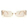 thumbnail image 2 of Iconic Squared Rectangle Plaid Pattern Thick Arm Mod Fashion Sunglasses All Beige, 2 of 4