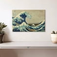 thumbnail image 2 of Elephant Stock The Great Wave Off Kanagawa Wall Art - Horizontal Canvas Wall Art - Living Room Wall Decor - Beach Canvas - Beige And Blue Decor By Hokusai - 12" x 8", 2 of 8