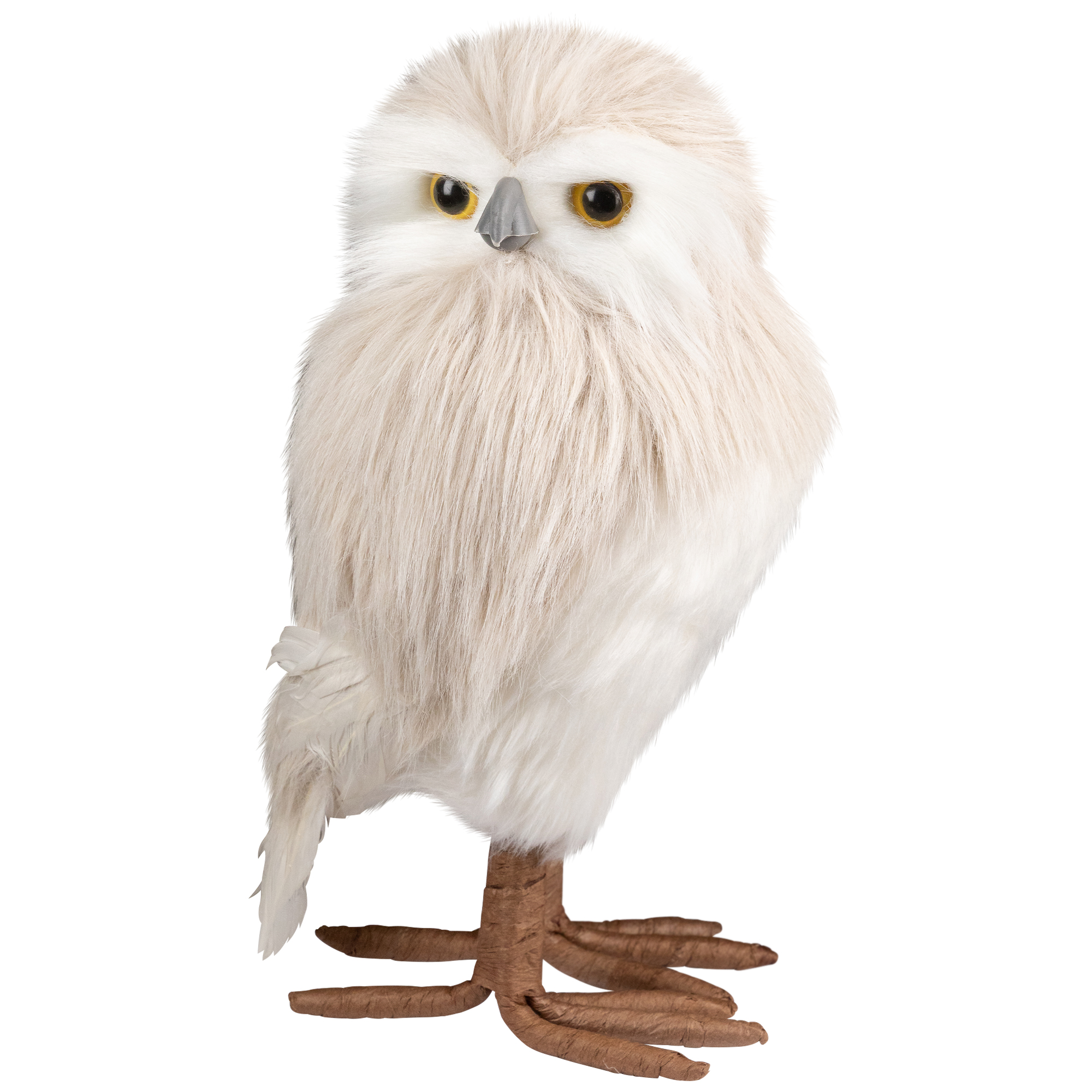 Standing Winter Owl Christmas Figure - 12.25" - Cream and White