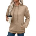 thumbnail image 3 of Sudadera con Capucha para Mujer, Informal, de Larga, con Cordón Ajustable, de Jacquard, Estilo Pulóver, Ropa Holgada. Caqui S, 3 of 7
