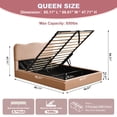 thumbnail image 5 of Queen Size Bed Frame with Lift Up Storage, Boucle Upholstered Platform Bed with Curved Headboard, No Box Spring Needed, Hydraulic Storage, Blush Pink, 5 of 6