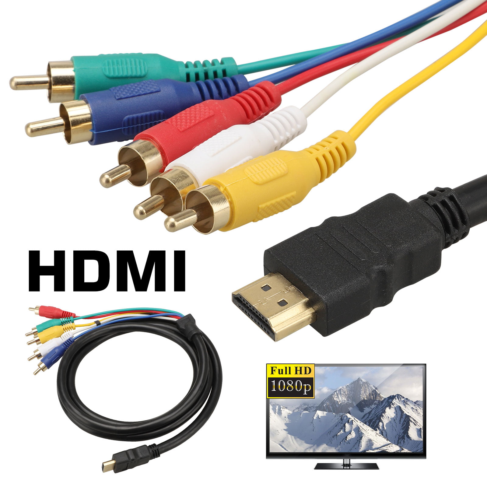 HDMI to RCA Cable, EEEkit HDMI Male to 5RCA Plug Video Audio AV .