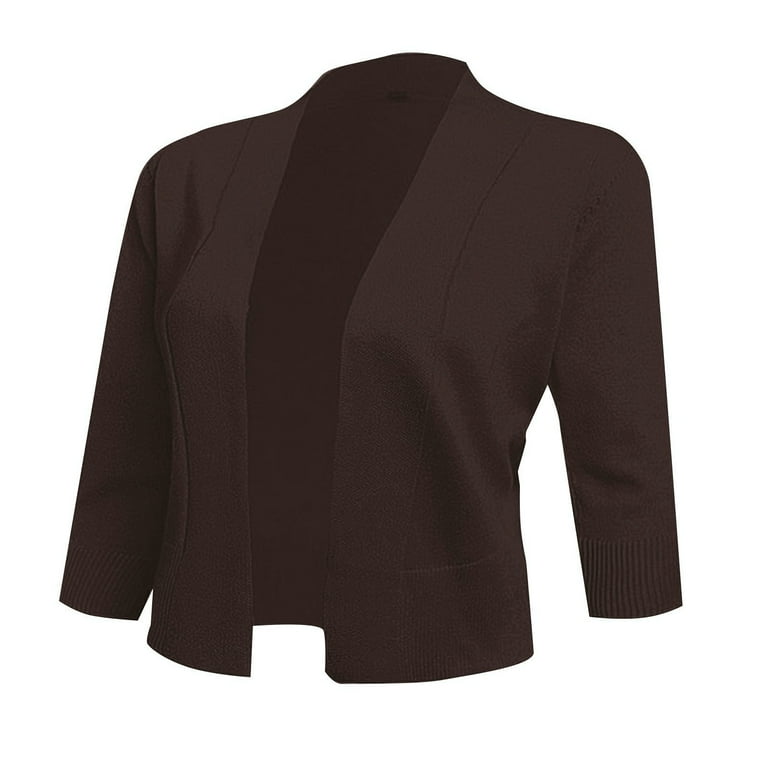 Fall Cotton 44989 Sleeve Cardigan for Women Brown Cover-Up Fall Cotton 44989 Sleeve Cardigan for Women Brown Cover-Up