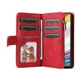 thumbnail image 2 of Multifunctional Case for Motorola Moto G60,Card Slots[RFID Blocking],Durable Flip Folio Kickstand Magnetic Closure Leather Zipper Wallet Wrist Strap Shockproof Case for Motorola Moto G60, Red, 2 of 12