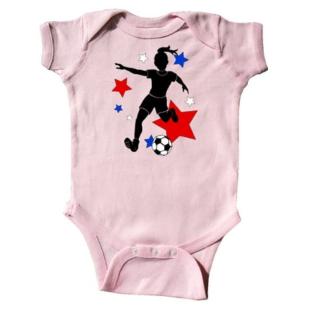 

Inktastic Girl Playing Soccer- Red White Blue Stars Gift Baby Girl Bodysuit