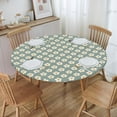 thumbnail image 3 of Ferns Sage Green Round Fitted Table Cloth Cover, Round Fitted Tablecloth with Elastic, Table Cloth RoundCover, Elastic Tablecloth for RoundTables, Fits 36" - 44" Tables, Small, 3 of 6