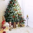 thumbnail image 5 of UTEN 7FT Artificial Christmas Tree with Foldable Metal Stand, Pine Cone and Red Fruit, Flocked Snow Trees for Holiday Christmas Decoration, 5 of 12