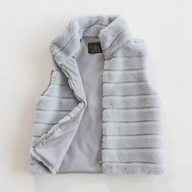 Chaqueta y abrigo informal sin mangas y sin capucha para mujer, de color liso, con cuello alto y sintético
