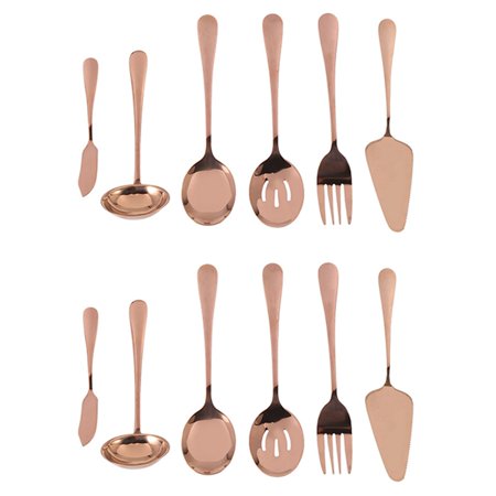 

12-Piece Serving Flatware Silverware Set Serving Utensil Set Include Cake Server Slotted Serving Spoon