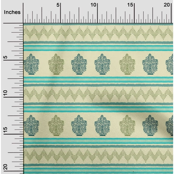oneOone Georgette Viscose Fabric Stripe|Chevron & Tree Block Print Fabric By Yard 42 Inch Wide