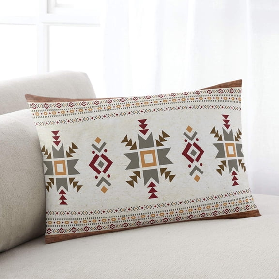 Boho Geometric Throw Pillow Covers, Modern Brown Abstract Art Western Southwest Soft Breathable Pillow Cases with Zipper for Sleeping, Queen Size Pillowcases for Couch Bed Sofa Chair 20x30 Inches