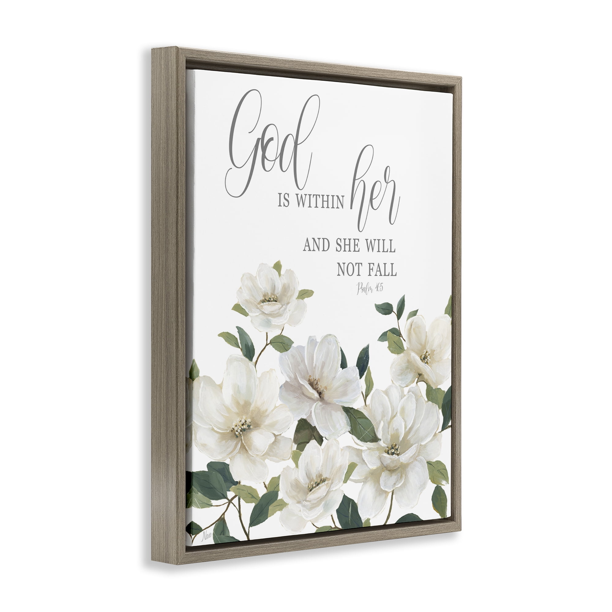 Stupell Industries God Is Within Her Brown Framed Floater Canvas Wall Art, design by Nan