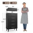 thumbnail image 5 of Noelse 2 Piece Bedroom Furniture Set, 6 Drawer Dresser & 5 Drawer Tall Dresser with Storage, Wood Organizer with Metal Handles, Black, 5 of 9