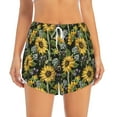 thumbnail image 2 of Xecao's Sunflowers for a double-layer running short for women, perfect for gym, tennis, and more, featuring a convenient pocket., 2 of 9