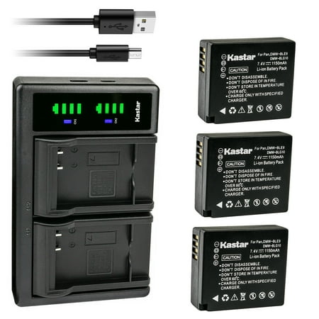 Kastar 3-Pack Battery and LTD2 USB Charger Replacement for Panasonic Lumix DMC-GX7K Lumix DMC-GX80 Lumix DMC-GX85 Lumix DMC-LX100 DMC-LX100K DMC-LX100S Lumix DMC-S6 Lumix DMC-ZS60 Lumix DMC-ZS70