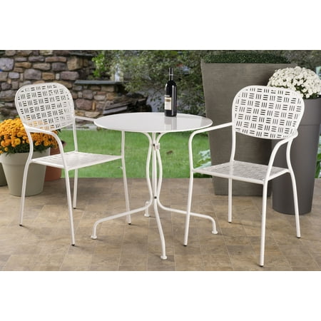 Bistro Stackable - Alfresco Home Martini 3 Piece Bistro Set in Bianca Finish with 27.5