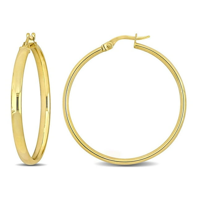 14K Yellow Gold Polished Hoop Earrings (35mm)