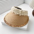 thumbnail image 4 of HONHUZH Summer Hats Womens Summer Wide Brim Visor Hat Ponytail Hole Foldable Sun Protection Cap, 4 of 6