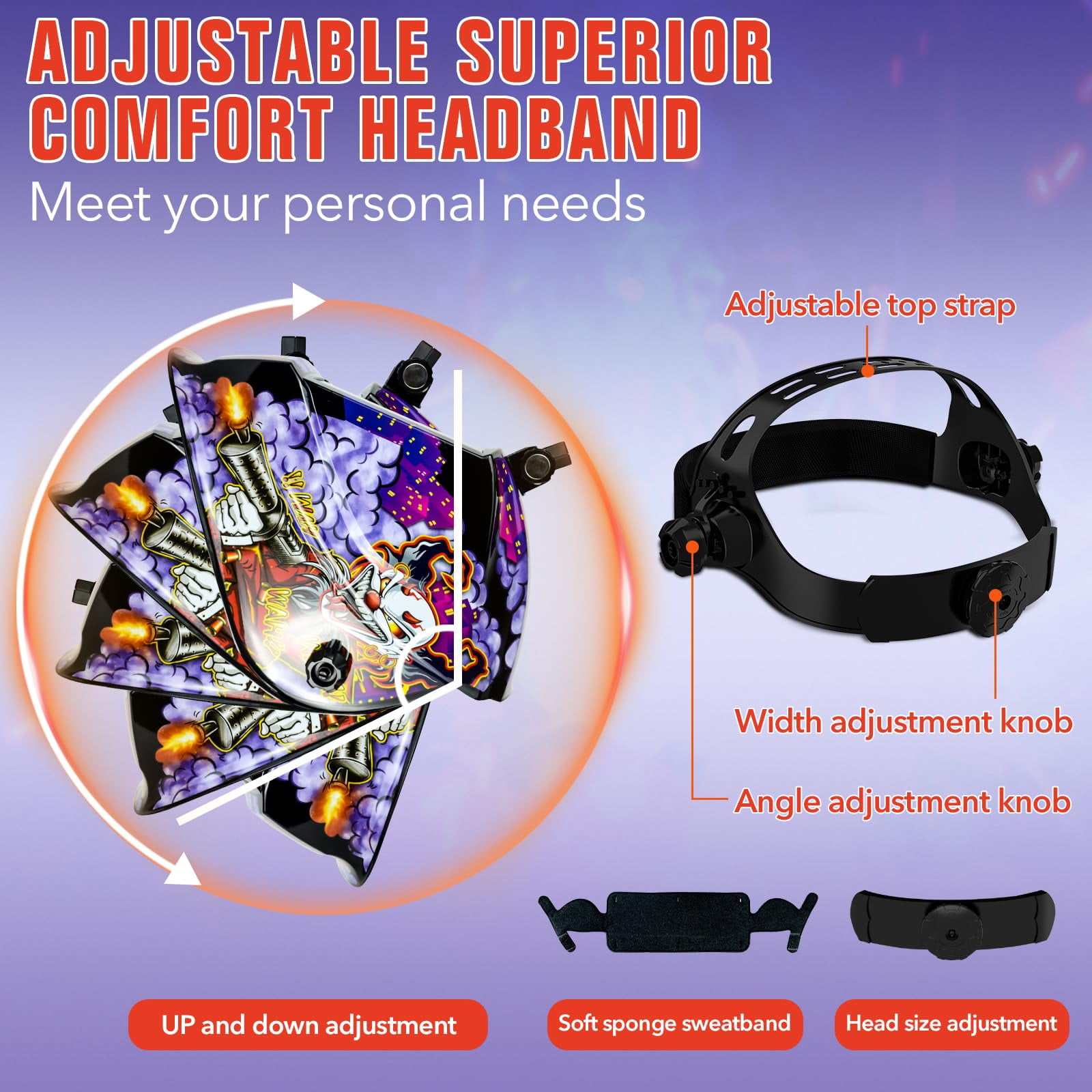 Welding Helmet Auto Darkening with LED Light Large View Solar Powered True Color Welding Hood 4 Arc Sensor Wide Shade 4/5-9/9-13 Welding Mask for TIG MIG Arc Weld Grinding