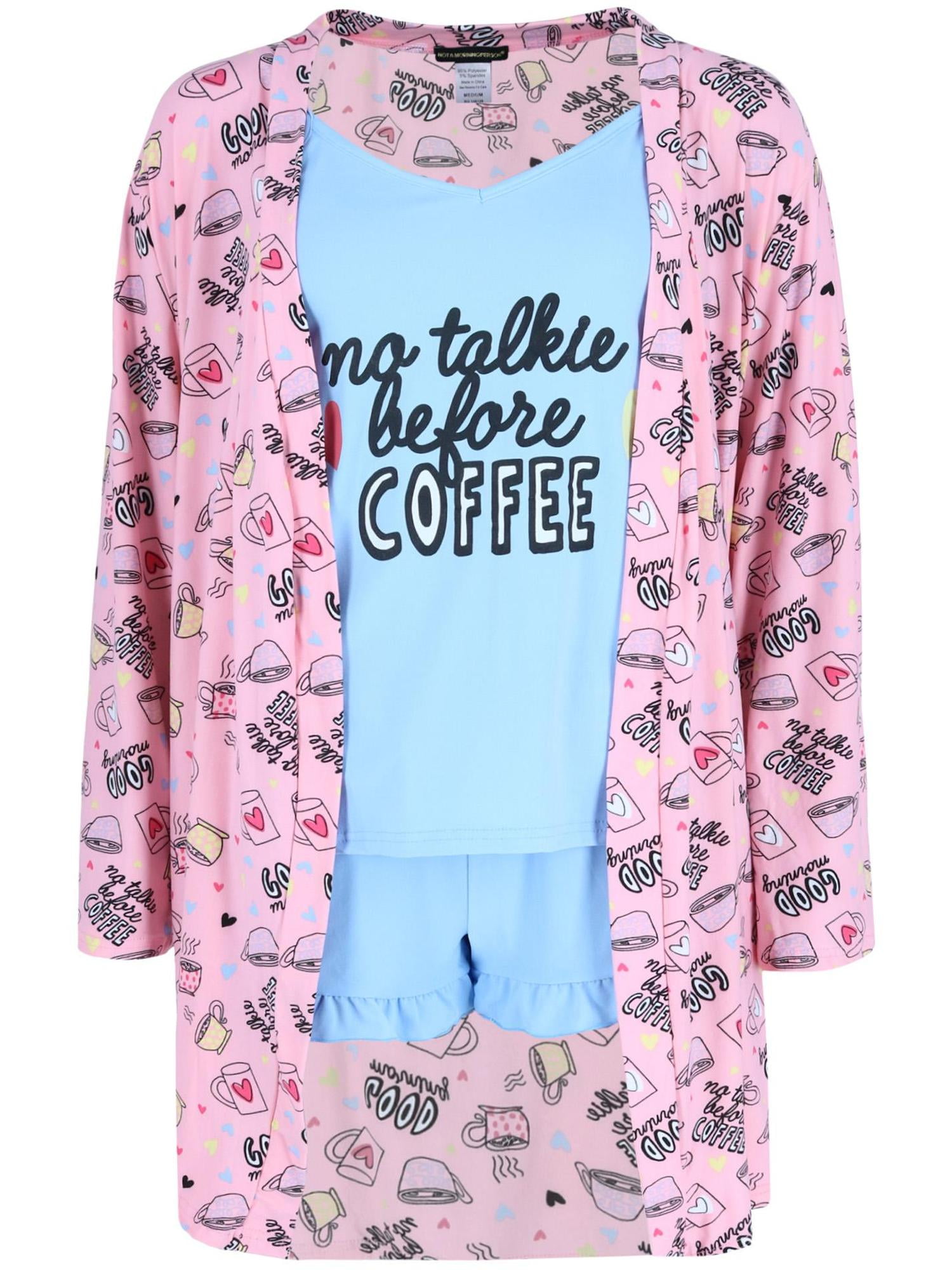 not a morning person Womens Plus Size Novelty Tee and Jogger Pant Pajama Set 