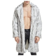 KBKYBUYZ Men's Winter Faux Fox-Fur' Coat Faux Fur Coat Men Turn-Down Collar Long Jackets Warm Over Coat Men Faux Fur Coat Discount