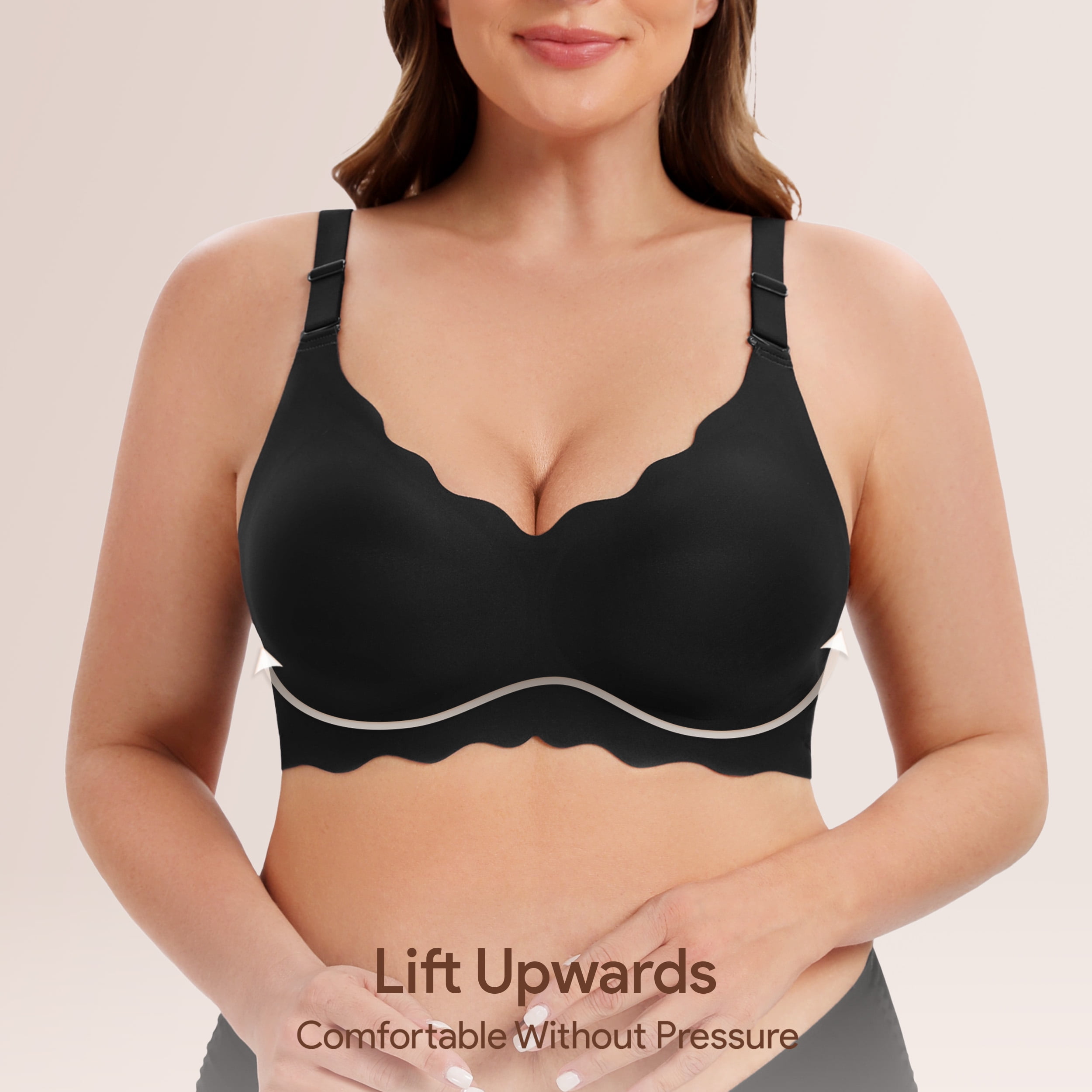HBlife Seamless Bra Women Soft Jelly No Underwire Push Up Wireless Bralettes,3 Pack