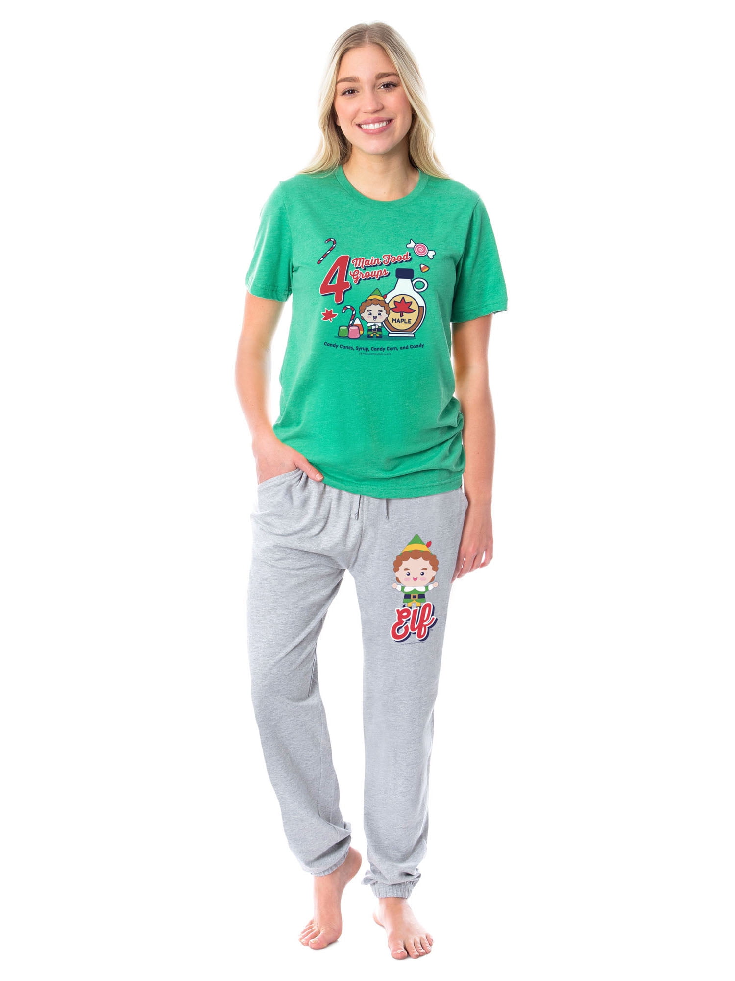 Elf The Movie Womens' Buddy Chibi Four Main Food Groups Sleep Pajama Set