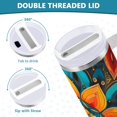 thumbnail image 5 of Ryvnso 40 oz Tumbler with Handle and Straw Insulated Stainless Steel Travel Mug with Lid Vintage Mandala Boho-z1, 5 of 9
