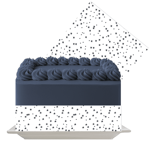 Black Stars & Dots Edible Cake Wrap | Night Sky Icing Sheet | Galaxy & Birthday Cake Decoration