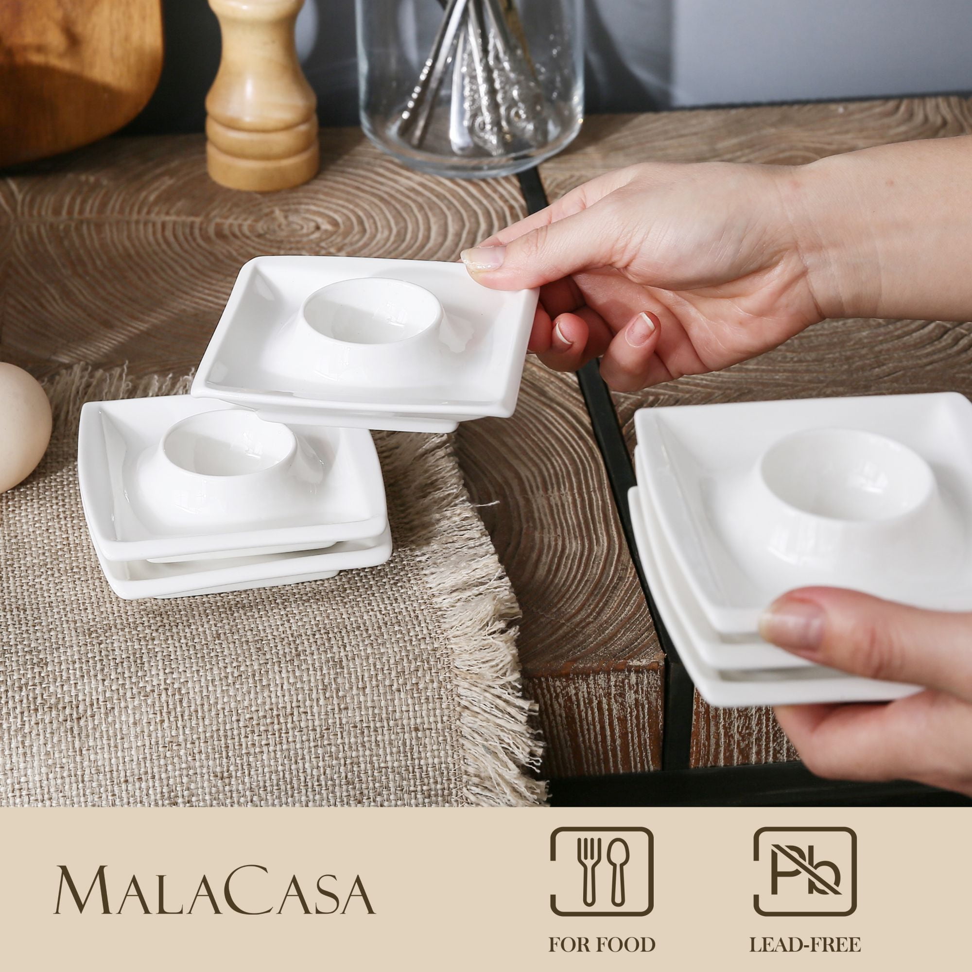 MALACASA, Series Blance, 2-Piece Porcelain Rectangular Plate Dinnerware  Set, Ivory White Dinner Set, (11,13.25)