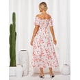 thumbnail image 3 of Vestido largo GRACE KARIN, estampado floral de verano, hombros descubiertos, XXL, blanco, 3 of 5